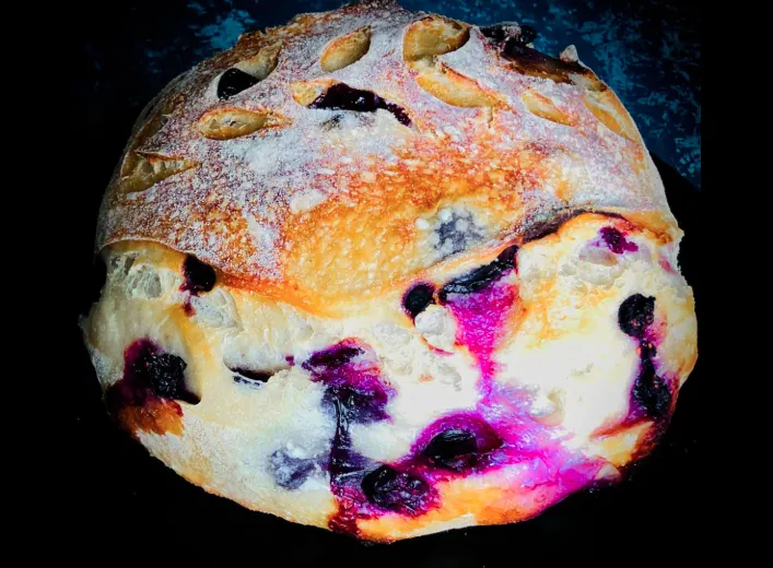 Blueberry Lemon Sourdough with Lemon Glaze